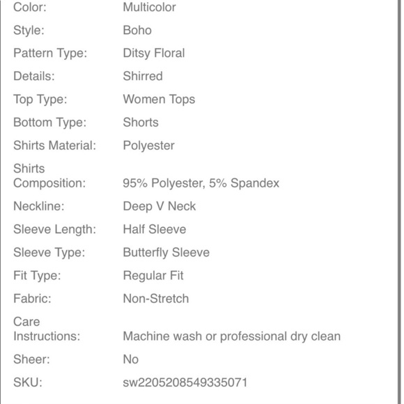 Ditsy Floral Shirred Flutter Sleeve Top & Shorts - Size L Cottagecore - Picture 14 of 15